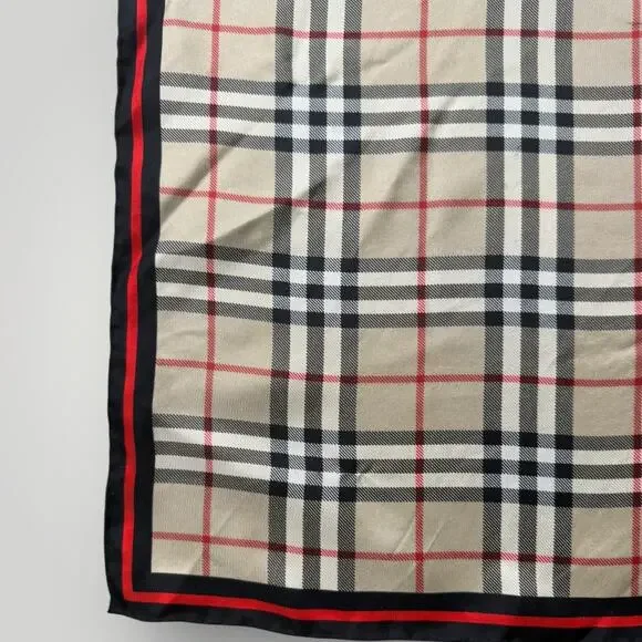 Burberry Silk Scarf 90x90 Horseferry Coordinates Logo Check Italy - Picture 9 of 11